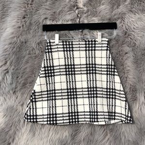 A-Line Mini Skirt, black and white plaid